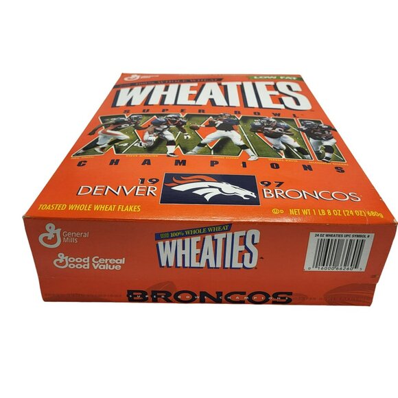 1997 Wheaties Denver Broncos Super Bowl XXXII 32 Champions Cereal Box John Elway - Picture 2 of 9